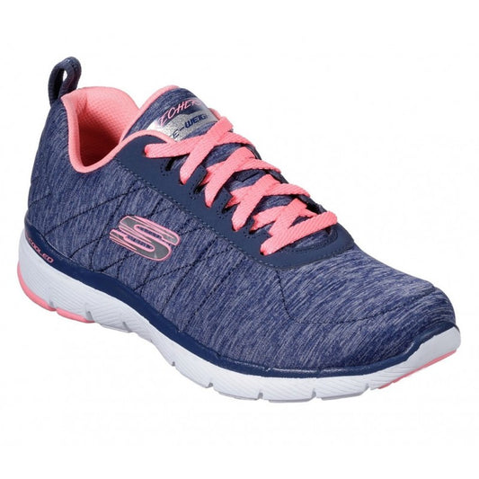 Skechers Ladies Flex Appeal 3.0 Insiders Navy/Coral Trainers 13067