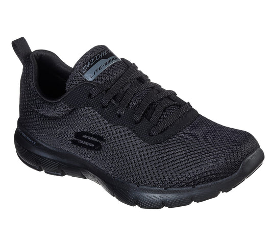 Skechers Ladies Flex Appeal 3.0 First Insight Black Trainer Shoes 13070