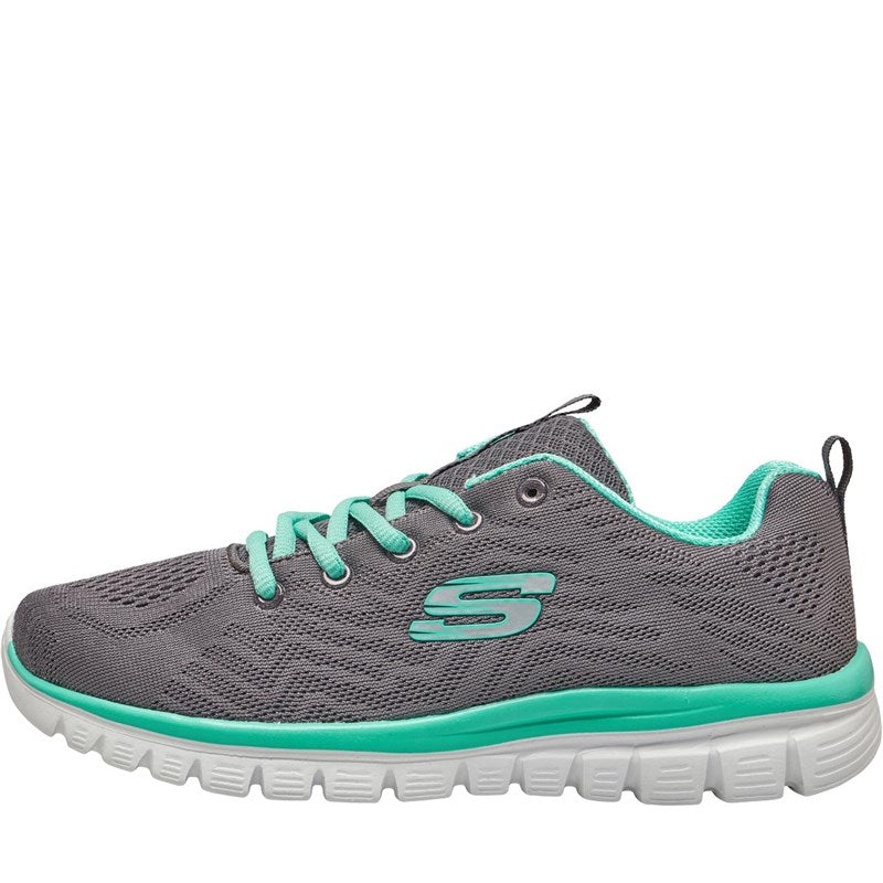 Skechers Ladies Graceful - Get Connected Turqoise/Charcoal Grey Trainers 13591