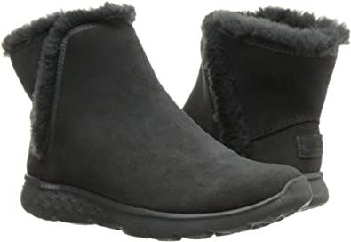 Skechers Ladies On The Go Joy Bundle Up Boots Charcoal Grey Ankle Boots 14355