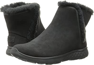 Skechers Ladies On The Go Joy Bundle Up Boots Charcoal Grey Ankle Boots 14355