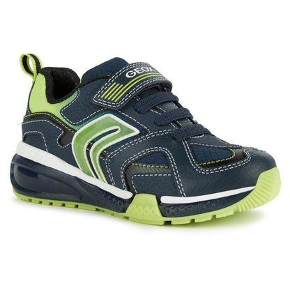 Geox J Bayonyc J16FEA Boys Navy/Lime Trainer