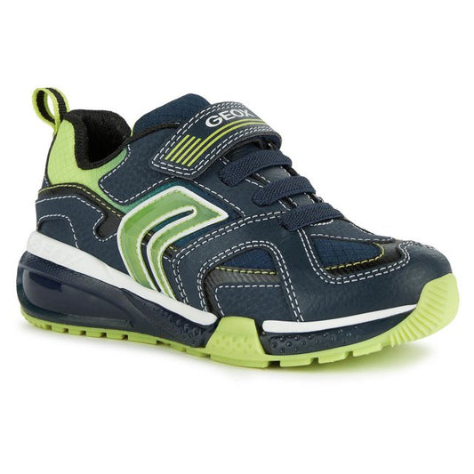 Geox J Bayonyc J16FEA Boys Navy/Lime Trainer