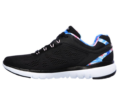 Skechers Ladies Flex Appeal 3.0 Tropical Princess Black Trainers 149002