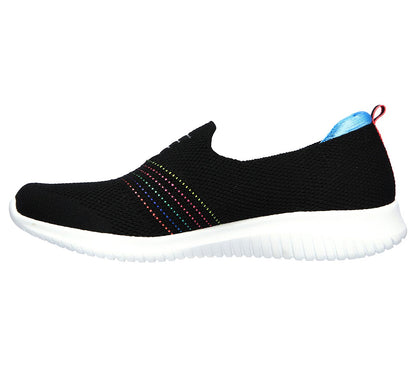 Skechers Ladies Ultra Flex Serene Aura Black Slip On Trainer Shoes 149179
