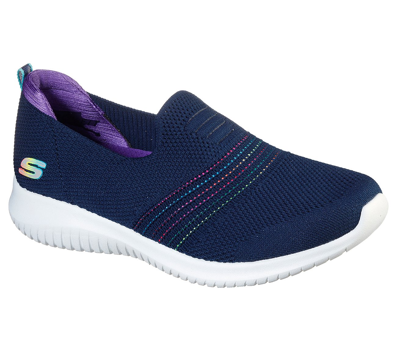 Skechers Ladies Ultra Flex Serene Aura Navy Blue Slip On Trainer Shoes 149179
