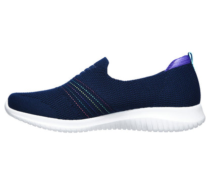 Skechers Ladies Ultra Flex Serene Aura Navy Blue Slip On Trainer Shoes 149179