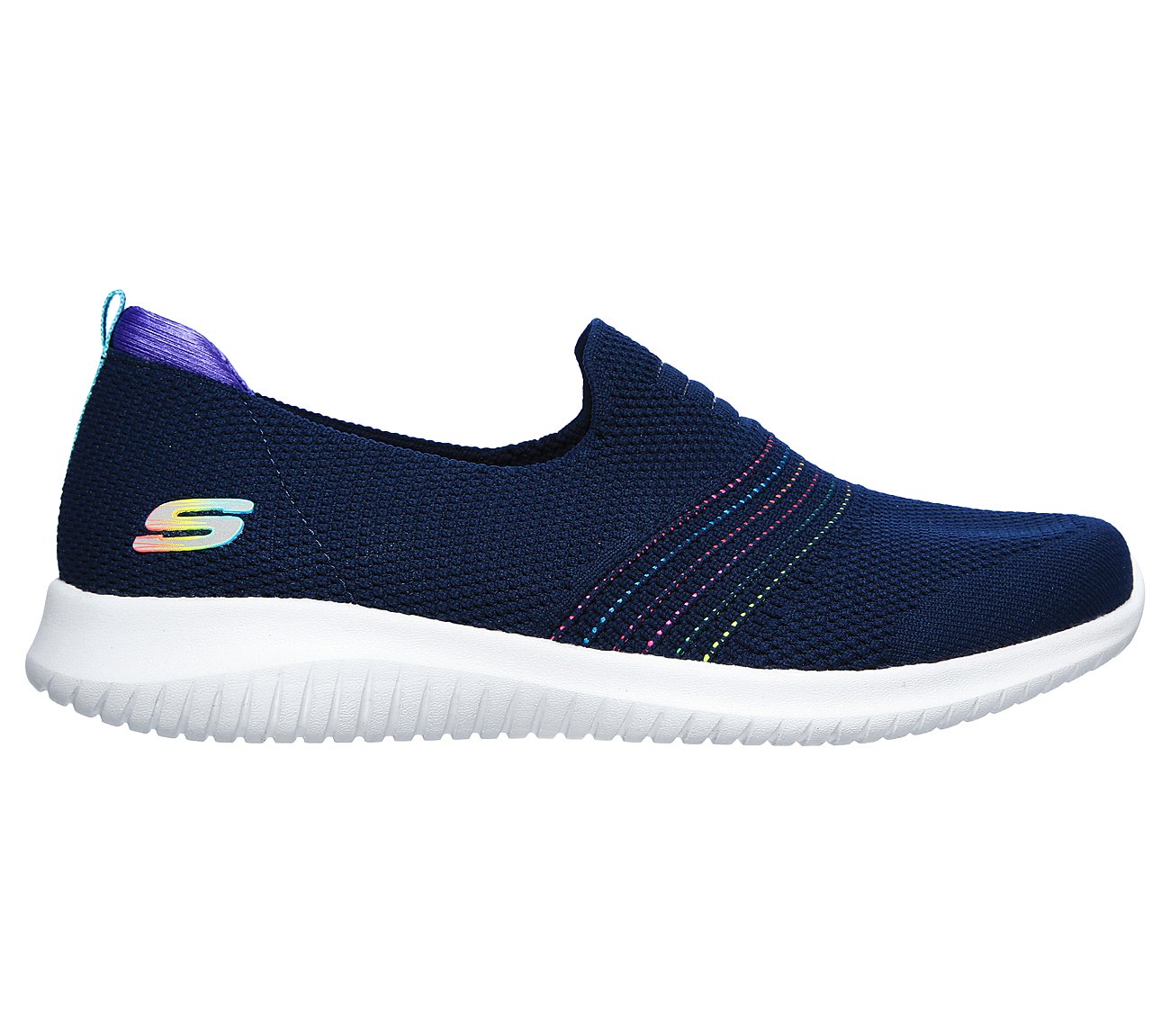 Skechers Ladies Ultra Flex Serene Aura Navy Blue Slip On Trainer Shoes 149179