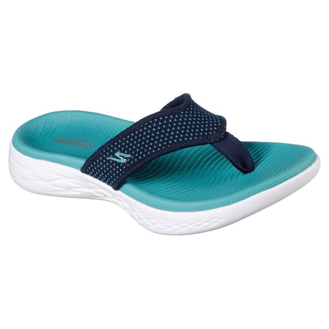 Skechers Ladies On The Go 600 Navy/Turqoise Sandals 15300