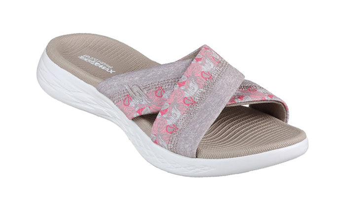 Skechers Ladies On The Go 600 Monarch Taupe Slip On Sandals 15306/TPE