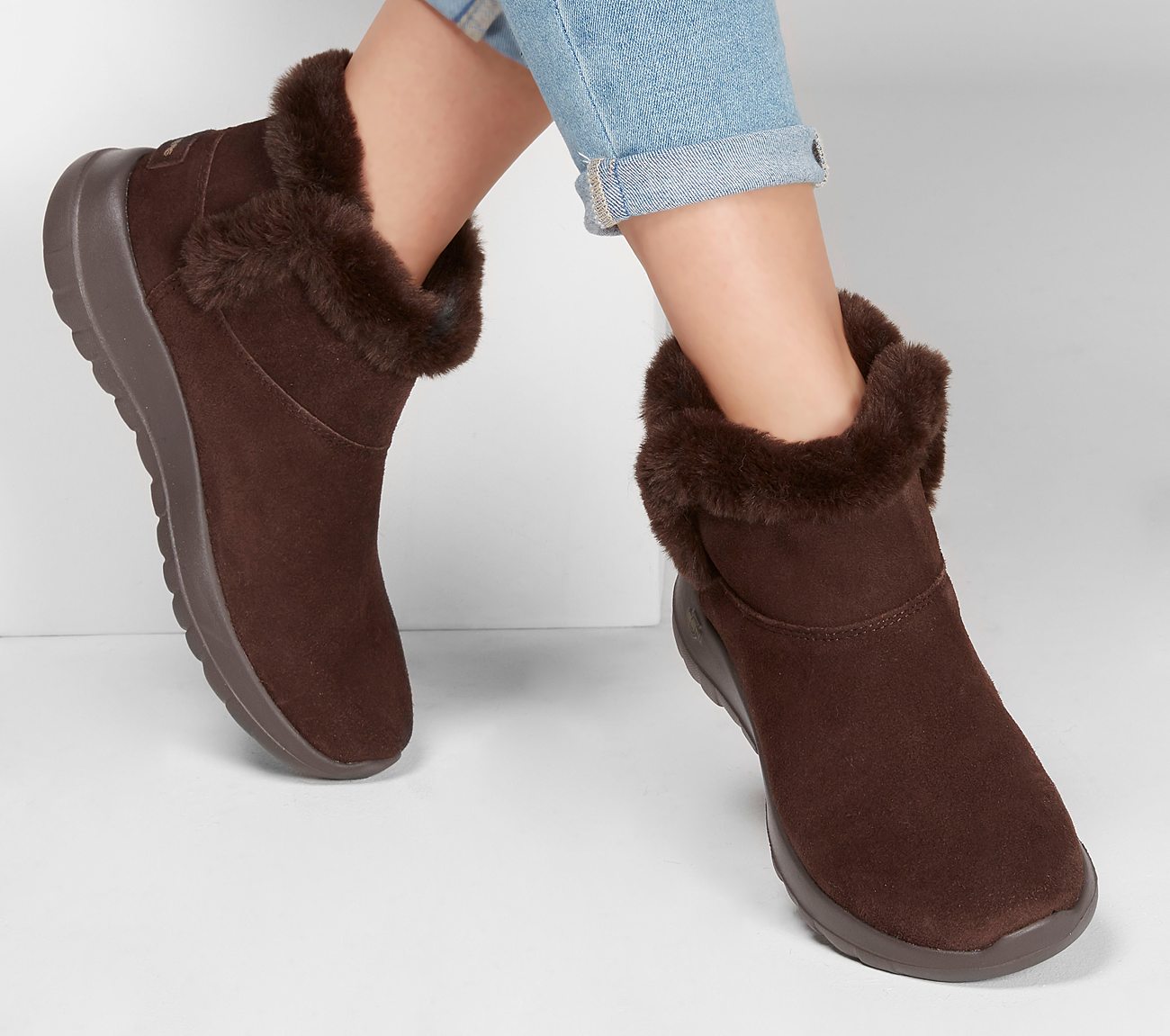 Skechers Ladies On The Go Joy Bundle Up Chocolate Brown Boots