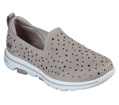 Skechers Ladies GOwalk 5 Limelight Taupe Slip On Trainers 15921