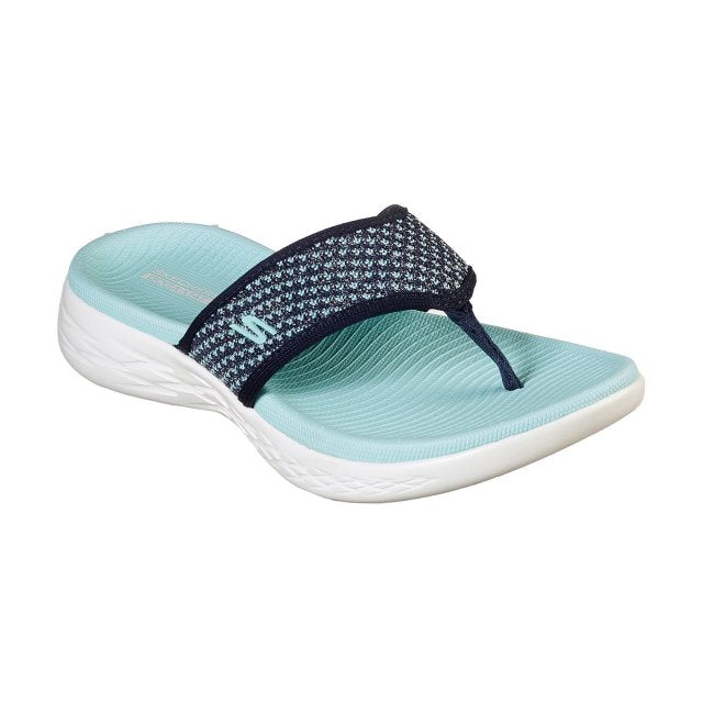 Skechers Ladies On The Go 600 Glossy Blue Sandals 16150