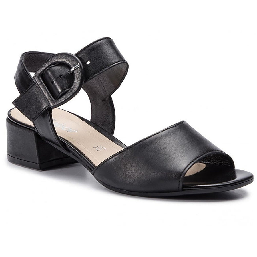 Gabor Ladies Nappa Black Low Heeled Sandals 21.702.27