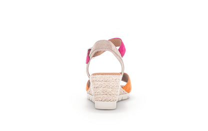 Gabor 22.042.69 Nieve Pink/Orange Kombi Wedge Sandal