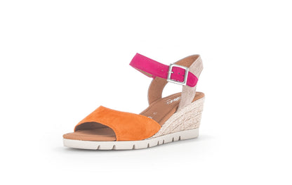 Gabor 22.042.69 Nieve Pink/Orange Kombi Wedge Sandal