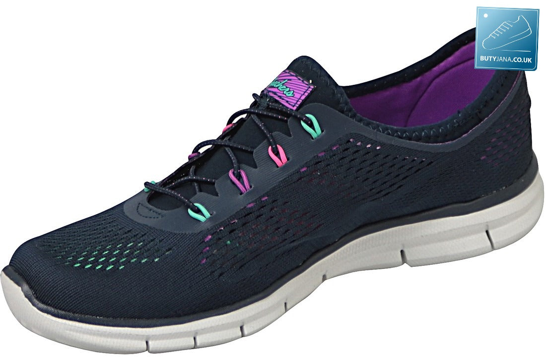 Skechers Ladies Glider Harmony Slip-On Navy Multi Trainers 22709