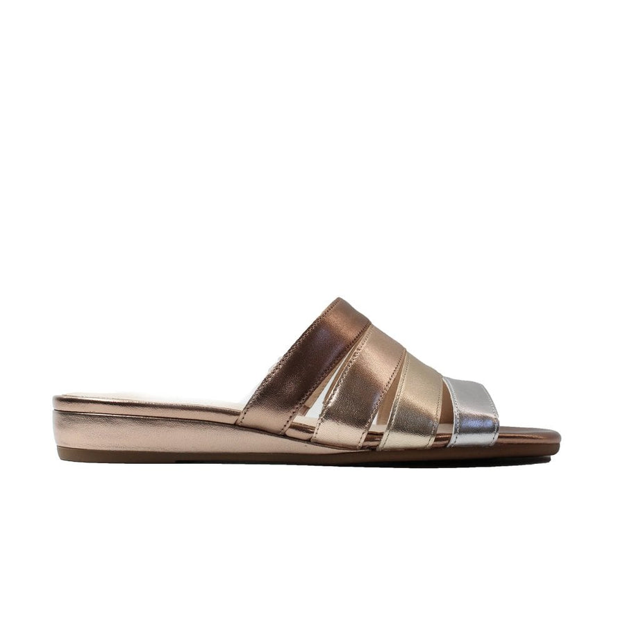 Gabor Ladies Leather Gold Metallic Womens Slip On Mule Sandals 22.803.93