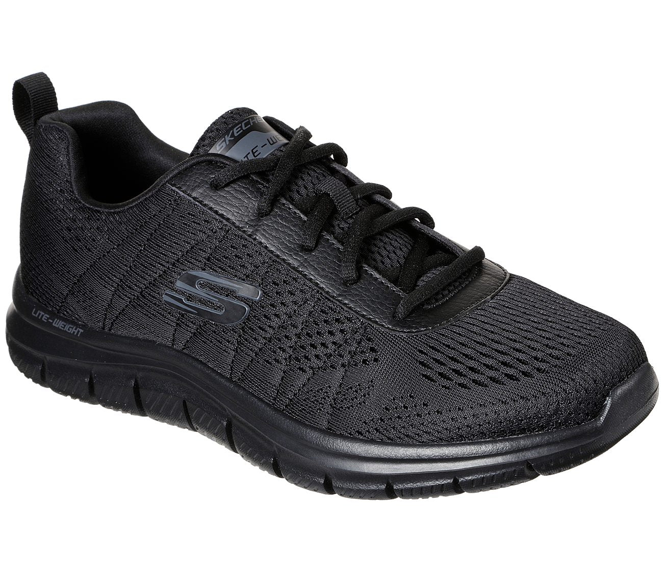 Skechers Mens Track Moulton Black Trainers 232081 – Chequers Shoes