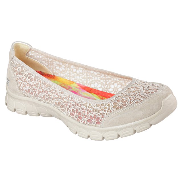 Skechers Ladies EZ Flex 3.0 - Majesty Natural Ballerina Shoes 23413