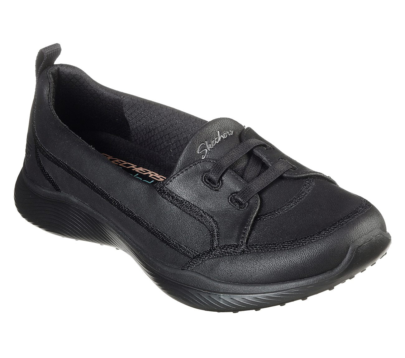 Skechers Ladies Microburst 2.0 World Class Black Slip On Shoes 23489