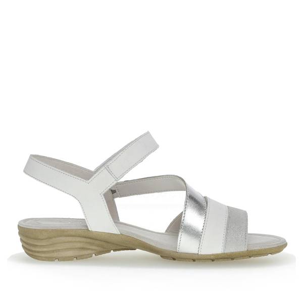 Gabor Ladies Earl Ice White & Silver Sandals 24.551.61