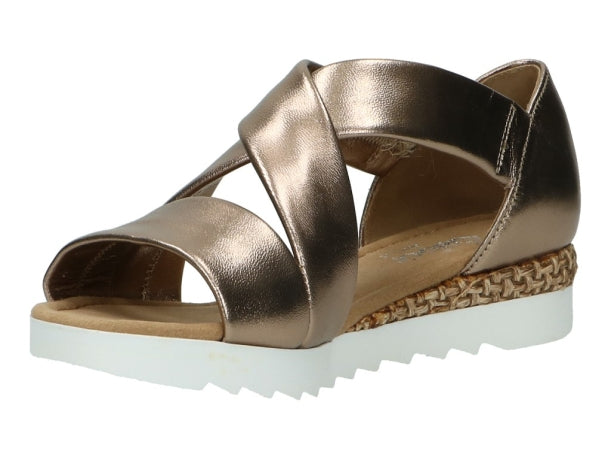 Gabor Ladies Grata Metallic Gold Leather Slip On Sandals 82.711.91