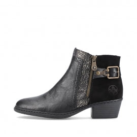 Rieker Ladies Black Ankle Boots 75585-00