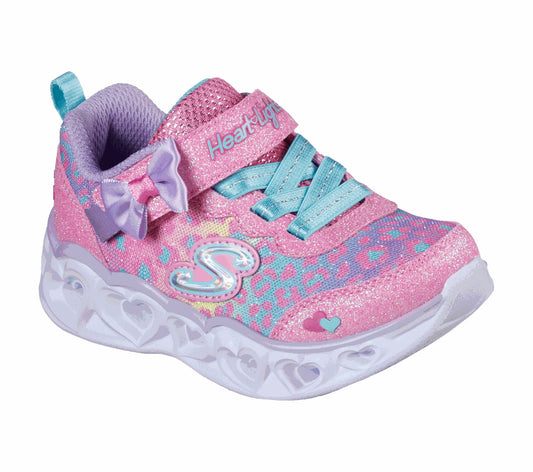Skechers Kids S Lights Heart Lights Untamed Pink Multicoloured Girls Trainers 302088
