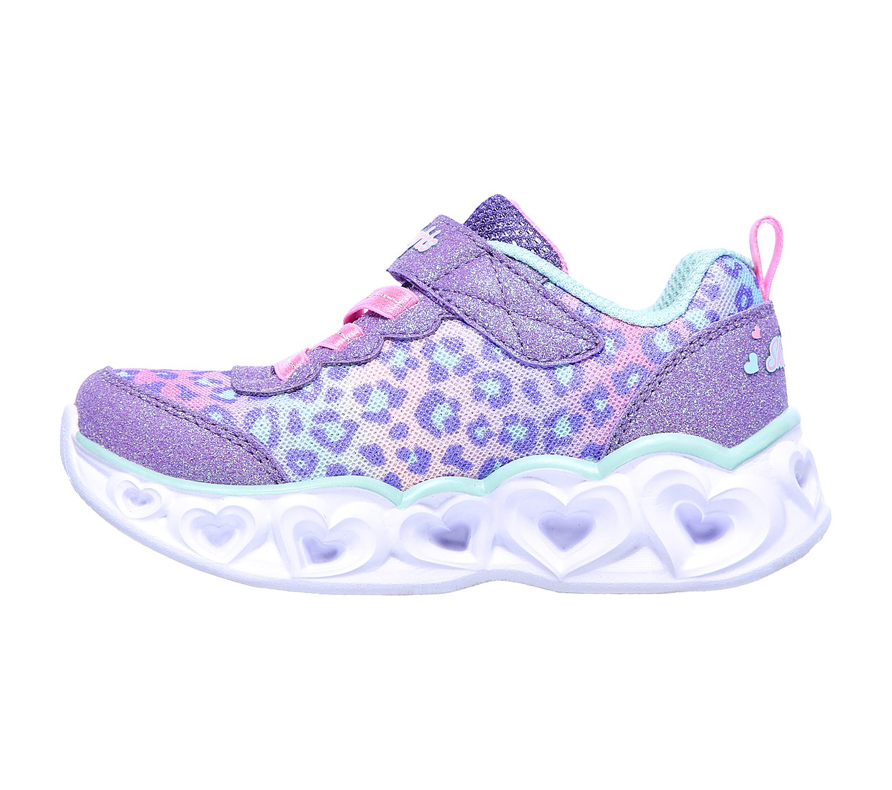Skechers Kids Heart Lights Untamed Purple & Aqua Trainers 302088