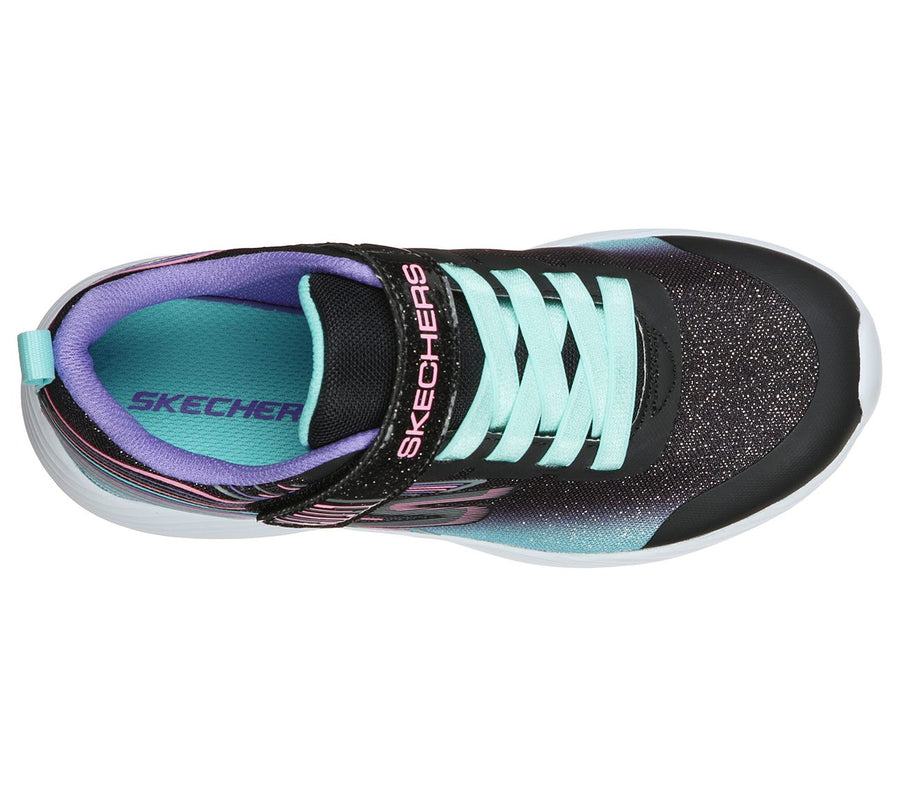 Skechers Kids Dyna-Lite Shimmer Streaks Black Multicoloured Girls Trainers 302456