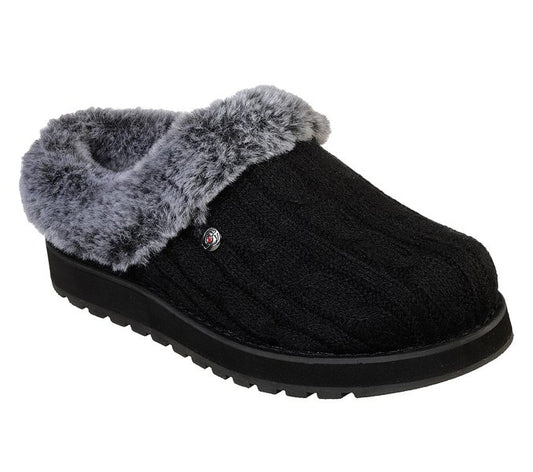 Skechers Ladies Bobs Keepsakes Ice Storm Black Mule Slippers 31204