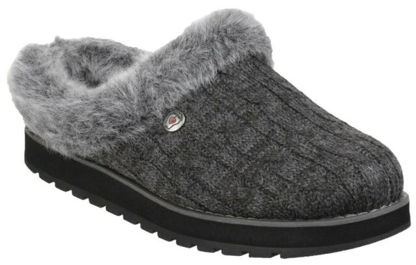 Skechers 31204 Ladies Bobs Keepsake Grey Slippers Chequers Shoes