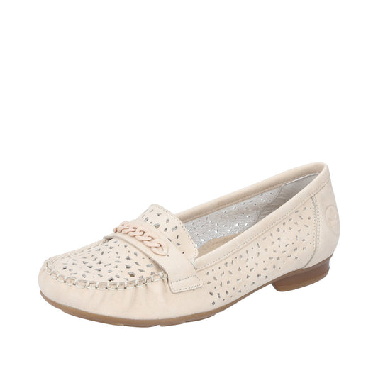 Rieker 40068-60 Ladies Beige Slip on Shoe