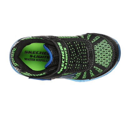 Skechers Kids S Lights Illumi-Brights Tuff Track Black & Blue Boys Trainers 401520
