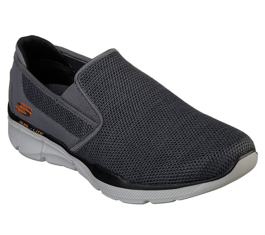 Skechers Mens Equalizer 3.0 - Sumnin Slip On Charcoal Grey/Orange Trainers 52937