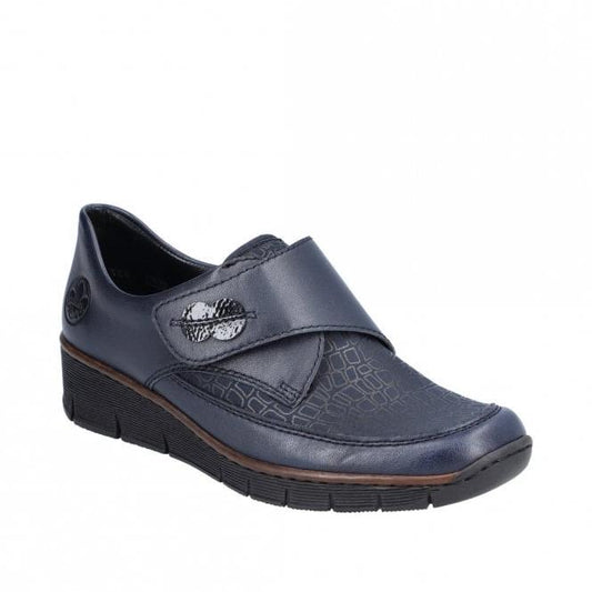 Rieker Ladies 537C0-14 Blue Velcro Shoe