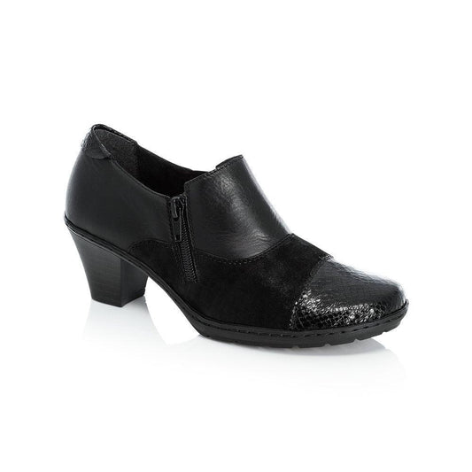Rieker Ladies Black Three-Tone Black Ankle Heels 57173-00