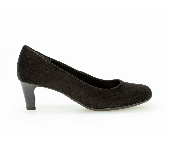 Gabor 71.400.47 Ladies Black Suede Court Shoe