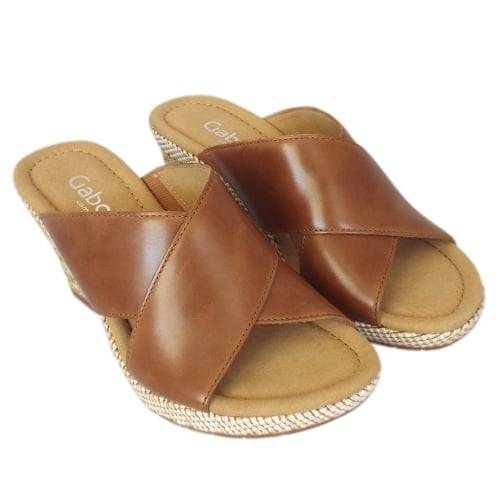 Gabor Ladies Purpose Peanut Brown Wedge Sandals 62.829.54