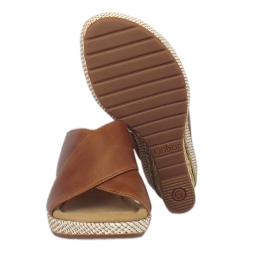 Gabor Ladies Purpose Peanut Brown Wedge Sandals 62.829.54