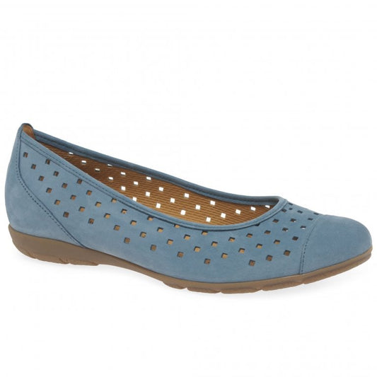 Gabor Ladies Ruffle Jeans Soft Nubuk Pump Shoes 64.169.10