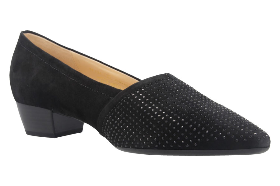 Gabor Ladies 85.134.17 Azalea Black Suede Leather Slip On Heels