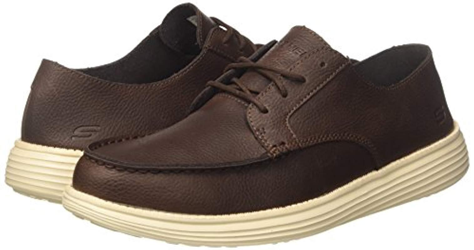 Skechers Mens Status Lerado Brown Shoes 65504 – Chequers Shoes