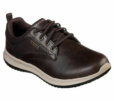 Skechers Mens Delson Antigo Brown Chocolate Leather Trainers 65693