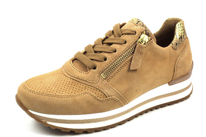 Gabor Ladies Nulon Caramel Leather Sneakers 66.528.34