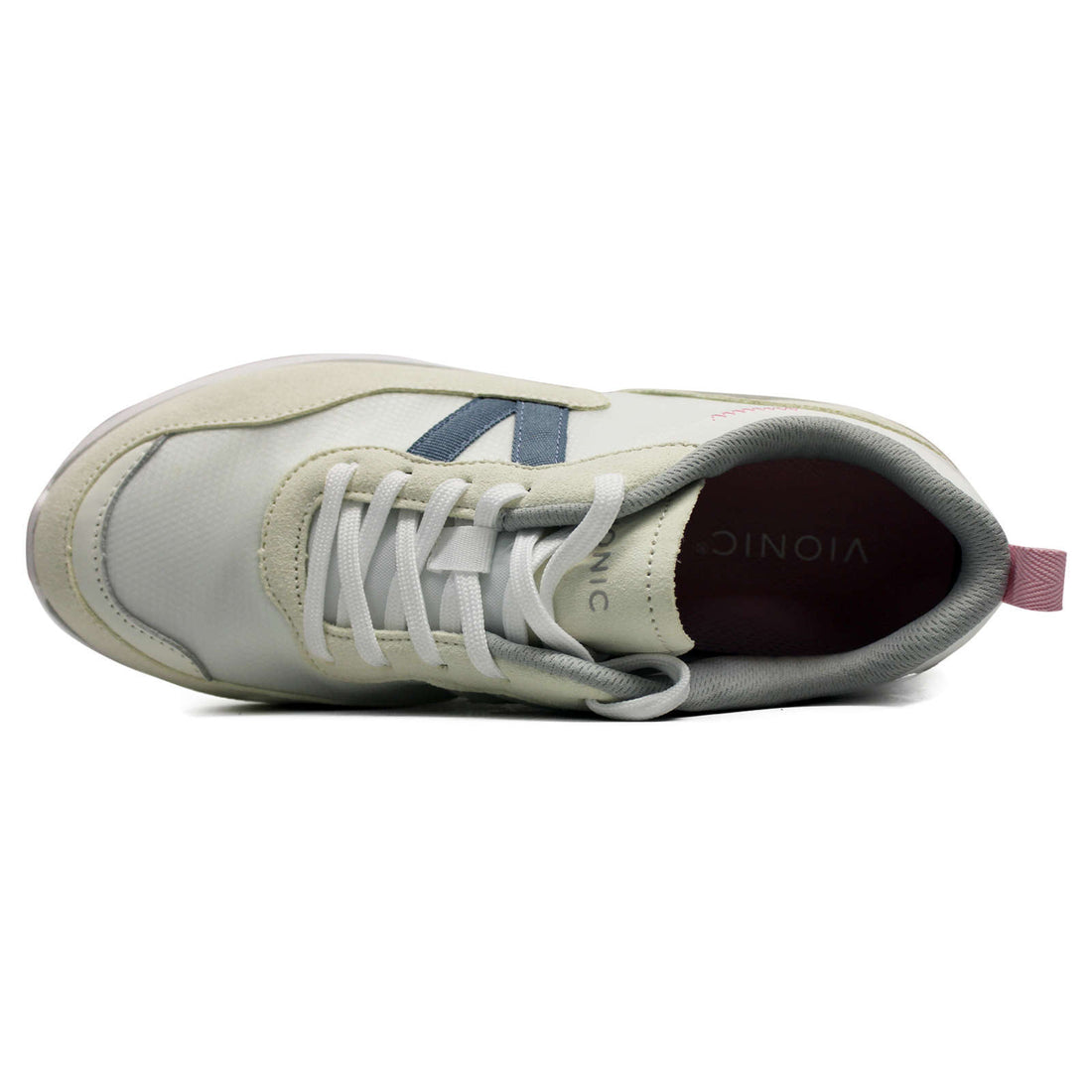 Vionic Ladies H9336M2101 White Mesh Suede Trainer