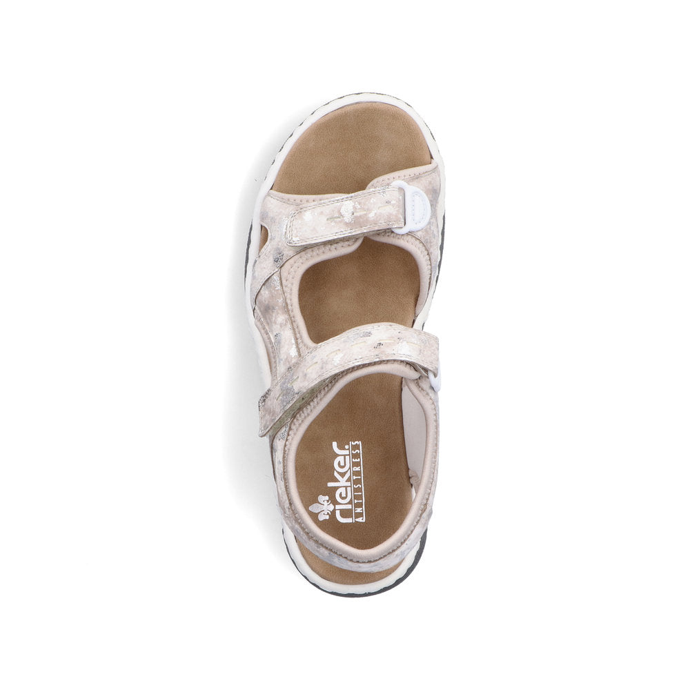 Rieker 69066-60 Ladies Beige/Silver Walking Sandal