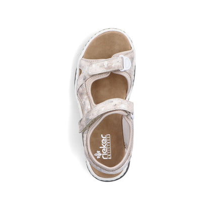 Rieker 69066-60 Ladies Beige/Silver Walking Sandal