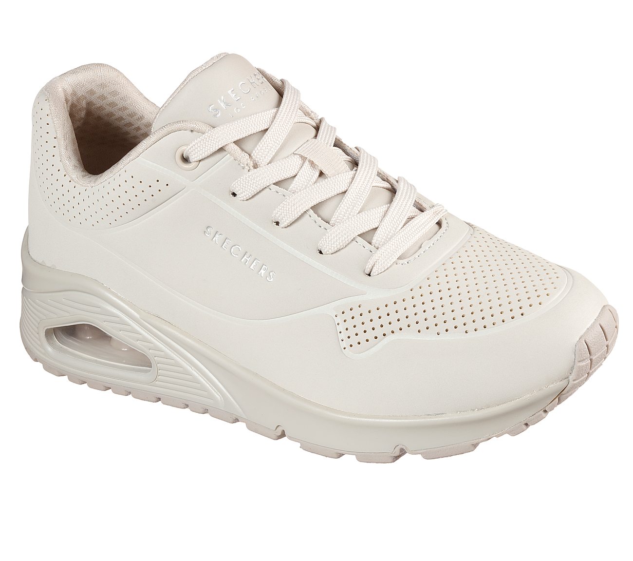 Skechers Ladies 73690 OFWT Street Uno Stand on Air Off White Trainers ...